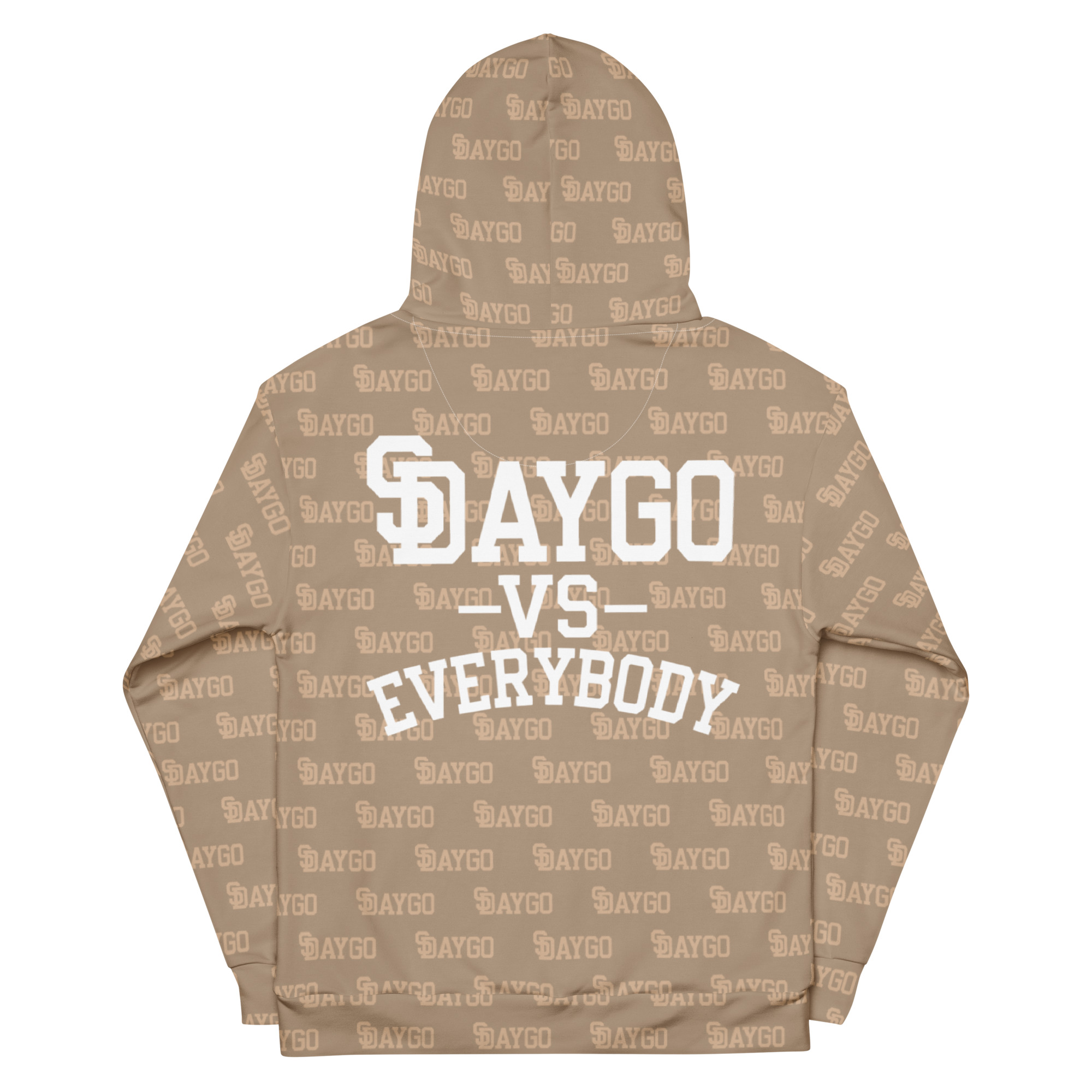 DVE Paper Trail Tan & White Pattern Unisex Hoodie - Image 2