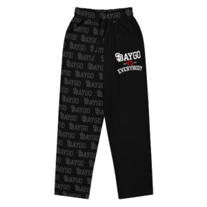 DVE Redline Black Red & White Pattern Wide-Leg Joggers