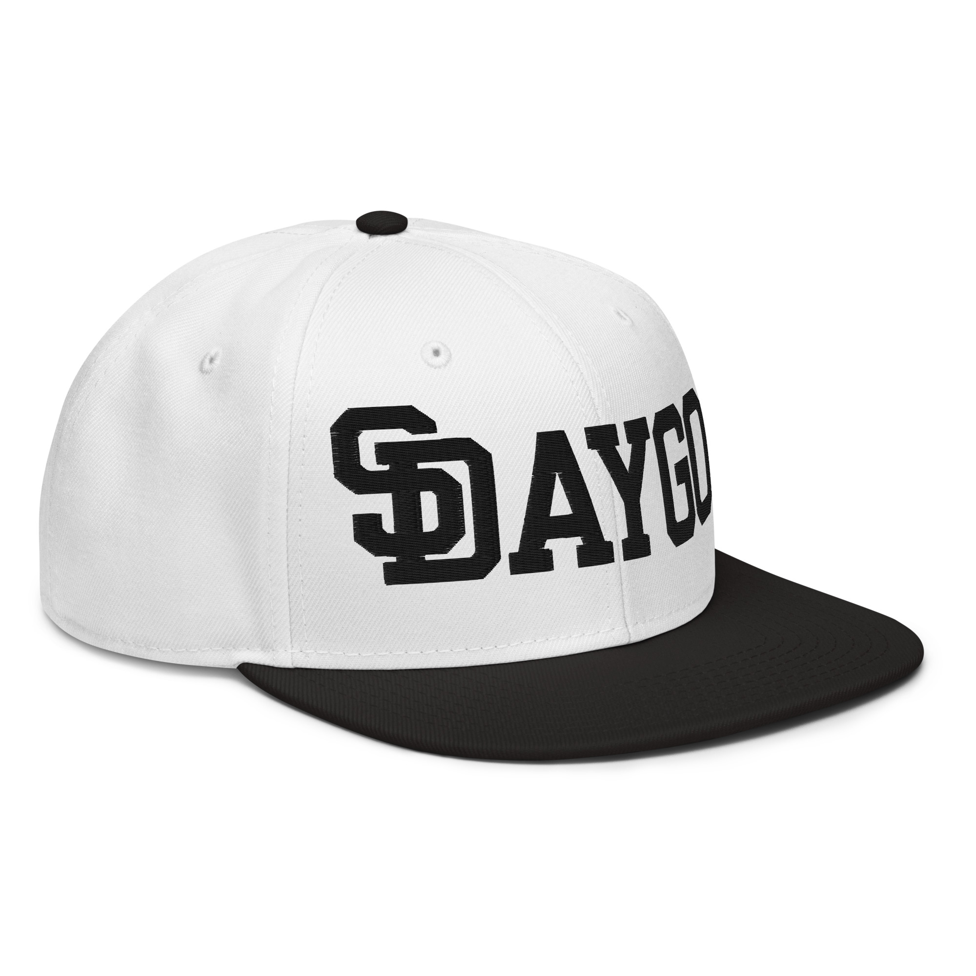 DVE Black Market White & Black SD Logo Snapback Hat