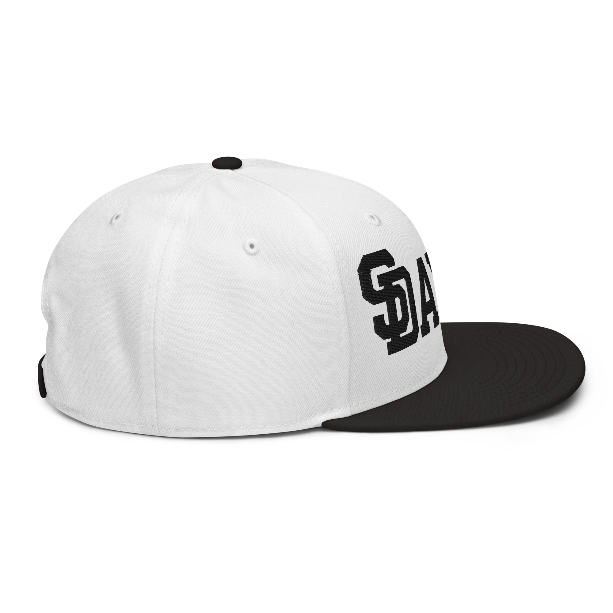 DVE Black Market White & Black SD Logo Snapback Hat - Image 6