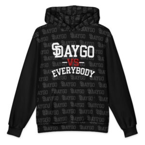 DVE Redline Black Red & White Pattern Oversized Cotton Hoodie