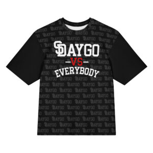 DVE Redline Black Red & White Pattern Oversized Cotton T-Shirt