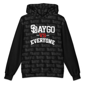 DVE Redline Black Red & White Pattern Oversized Cotton Hoodie