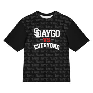 DVE Redline Black Red & White Pattern Oversized Cotton T-Shirt
