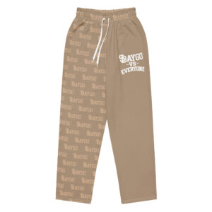 DVE Paper Trail Tan & White Pattern Wide-Leg Joggers