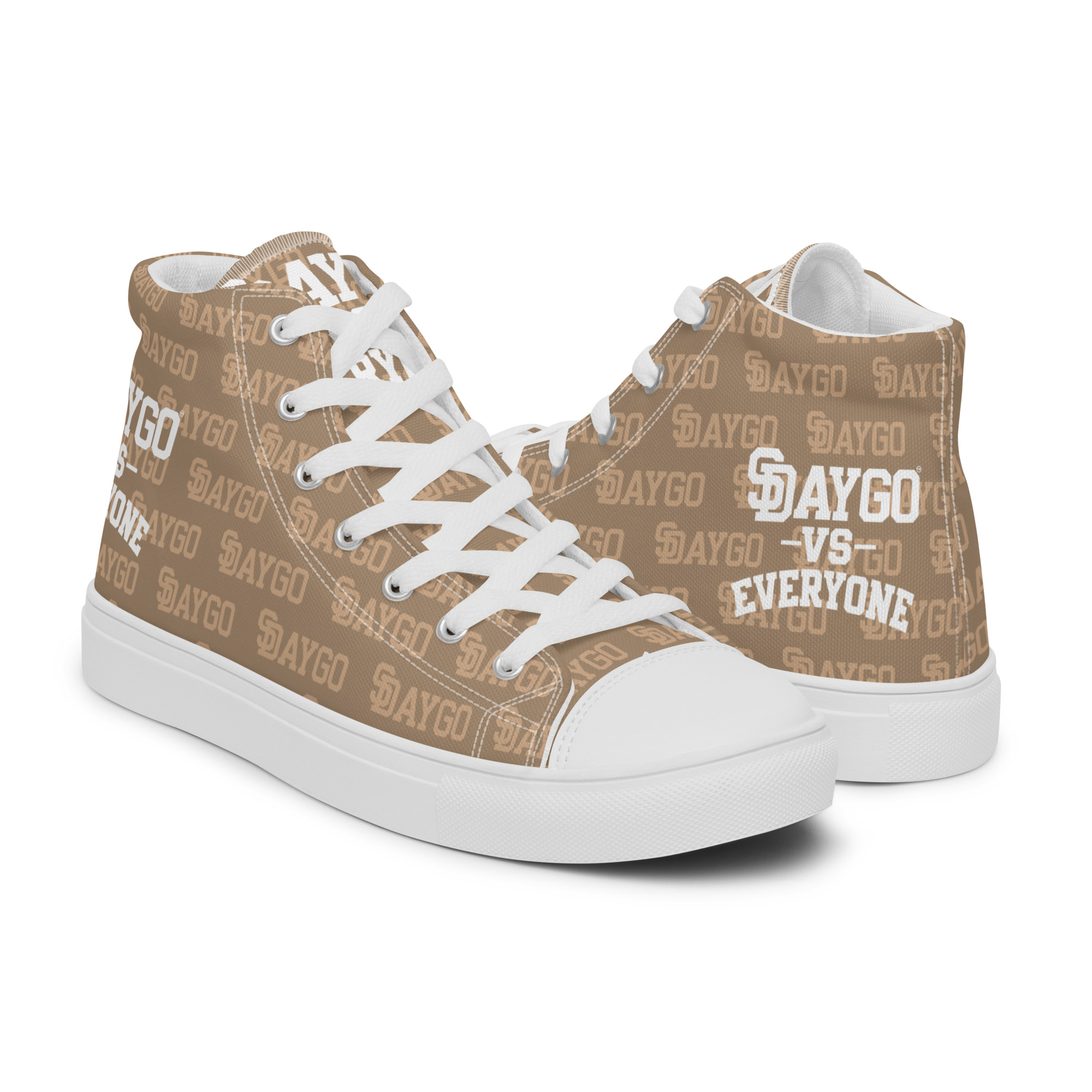 DVE Paper Trail Tan & White Pattern Men's High-Top Canvas Shoes
